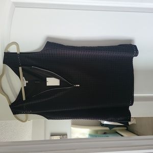 Calvin Klein Black Eyelett Sleveless blouse with front zipper